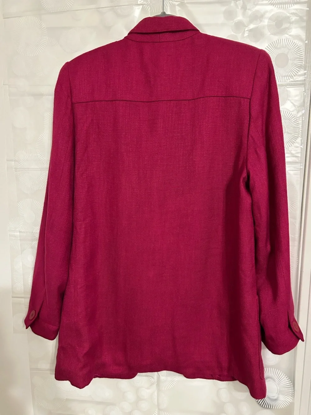 Essential Elements Magenta Pink Textured Blazer Women's Medium Single Button